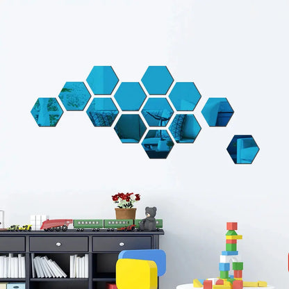 3D Mirror Wall Sticker Hexagon Home Decor Art Wall 