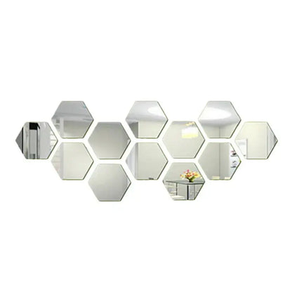 3D Mirror Wall Sticker Hexagon Home Decor Art Wall 