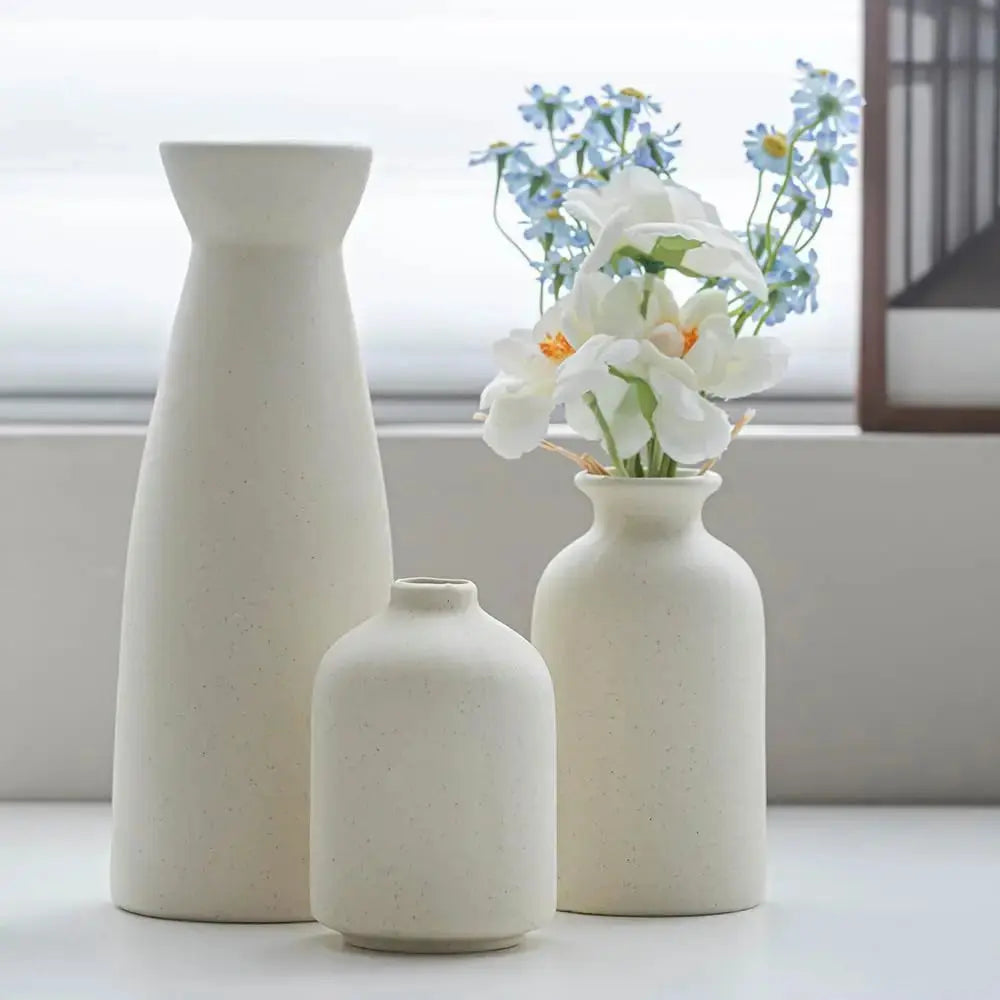 Ceramic 3 Set Small Flower Vases for Home Decor 
