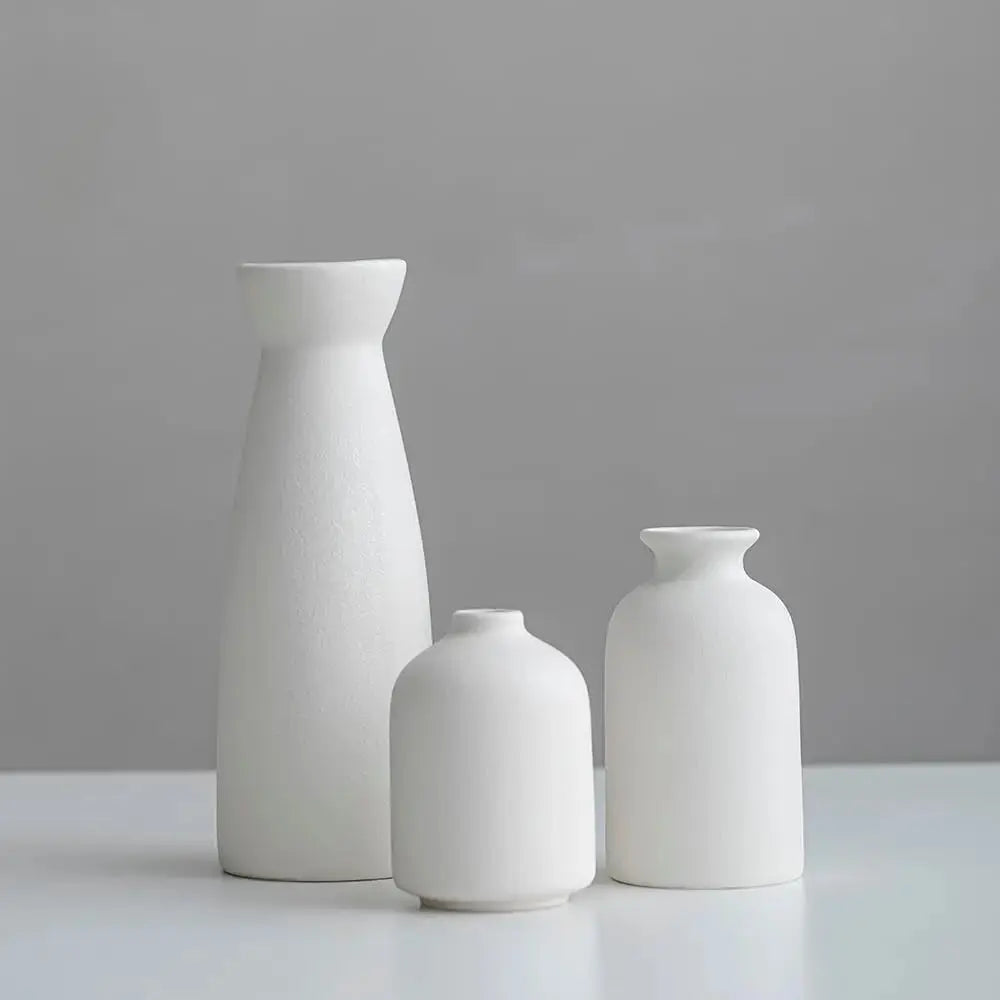 Ceramic 3 Set Small Flower Vases for Home Decor 