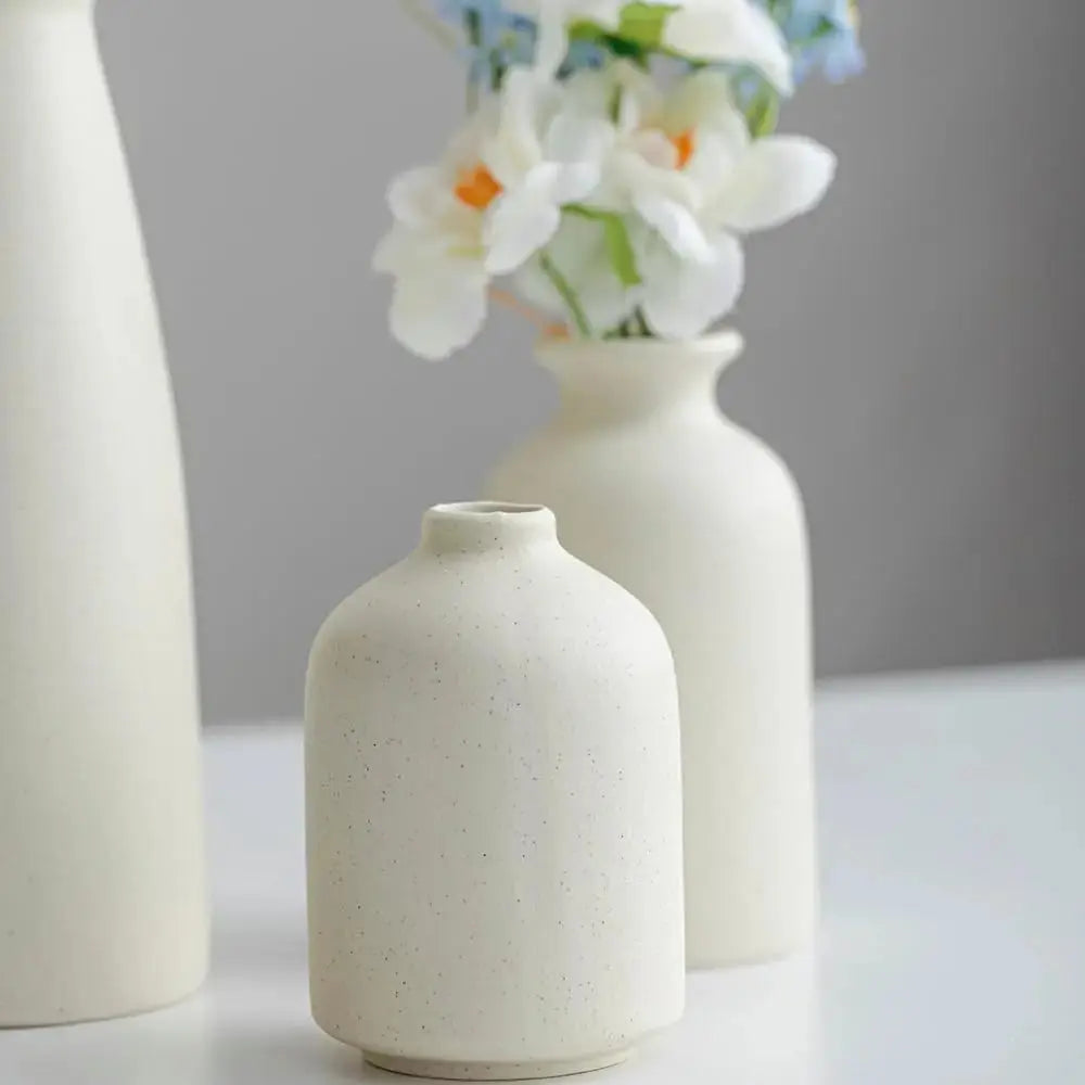 Ceramic 3 Set Small Flower Vases for Home Decor 