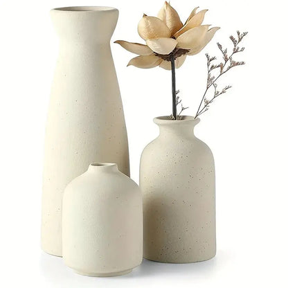 Ceramic 3 Set Small Flower Vases for Home Decor 