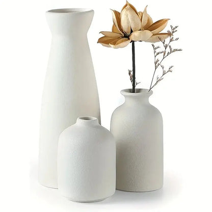 Ceramic 3 Set Small Flower Vases for Home Decor 