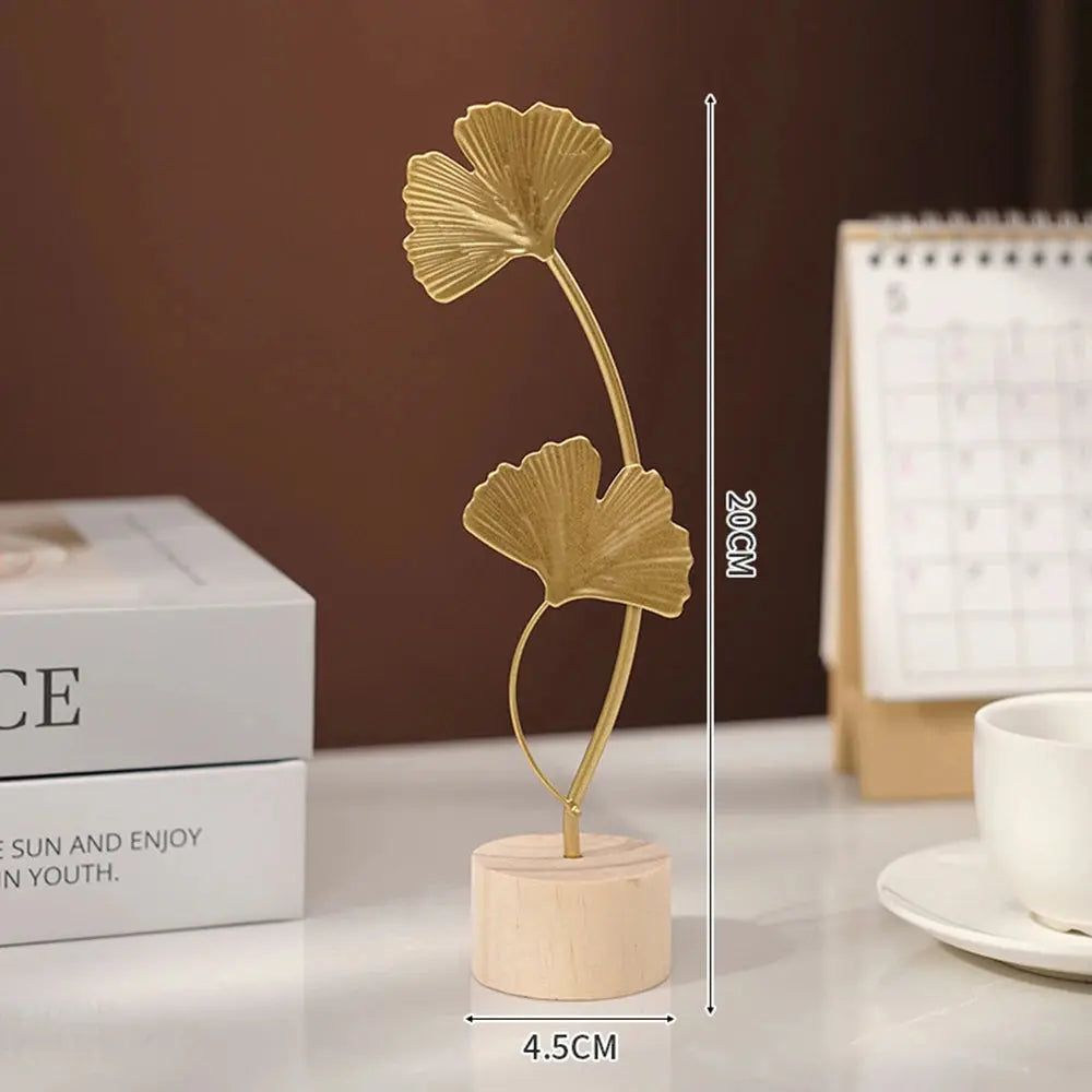 Gold Ginkgo Leaf Crafts Leaves Sculpture Luxury Living Room Decor 