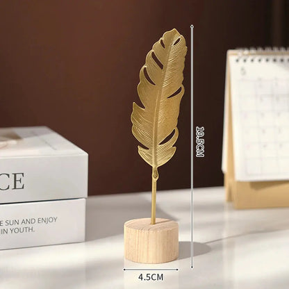 Gold Ginkgo Leaf Crafts Leaves Sculpture Luxury Living Room Decor 