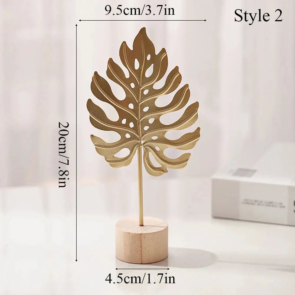Gold Ginkgo Leaf Crafts Leaves Sculpture Luxury Living Room Decor 