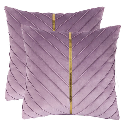 Pack of 2Pcs Velvet Throw Pillow Covers with Gold Leather Decorative 