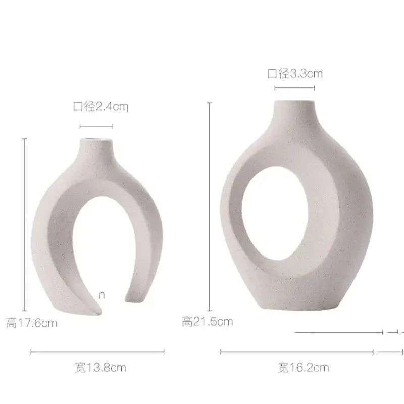 Hollow Flower Ceramic Vase Set of 2 For Modern Home Decor 