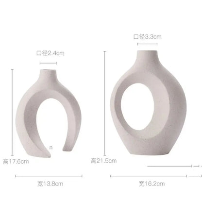 Hollow Flower Ceramic Vase Set of 2 For Modern Home Decor 