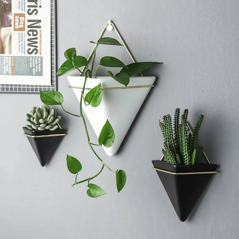 Wall Mounted Triangle Plant Flower Pot Nordic Ceramic 