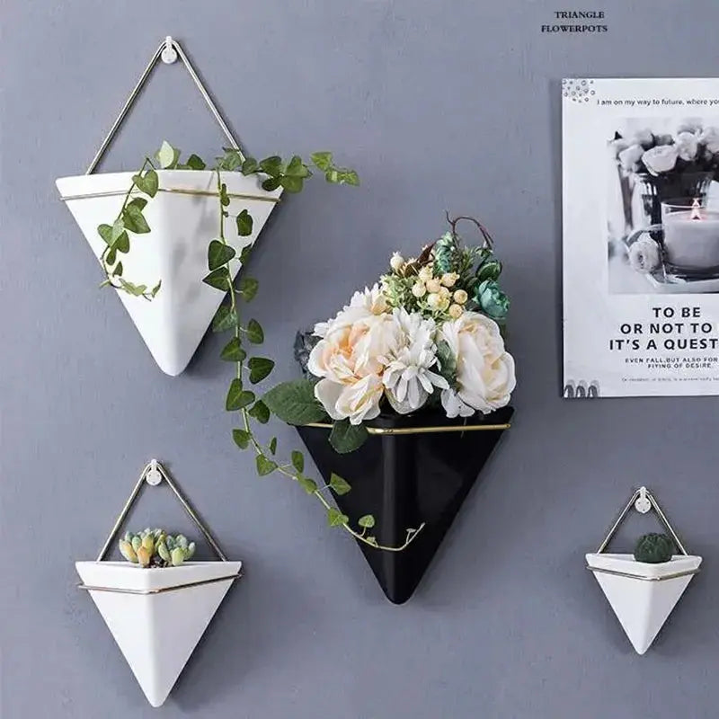 Wall Mounted Triangle Plant Flower Pot Nordic Ceramic 