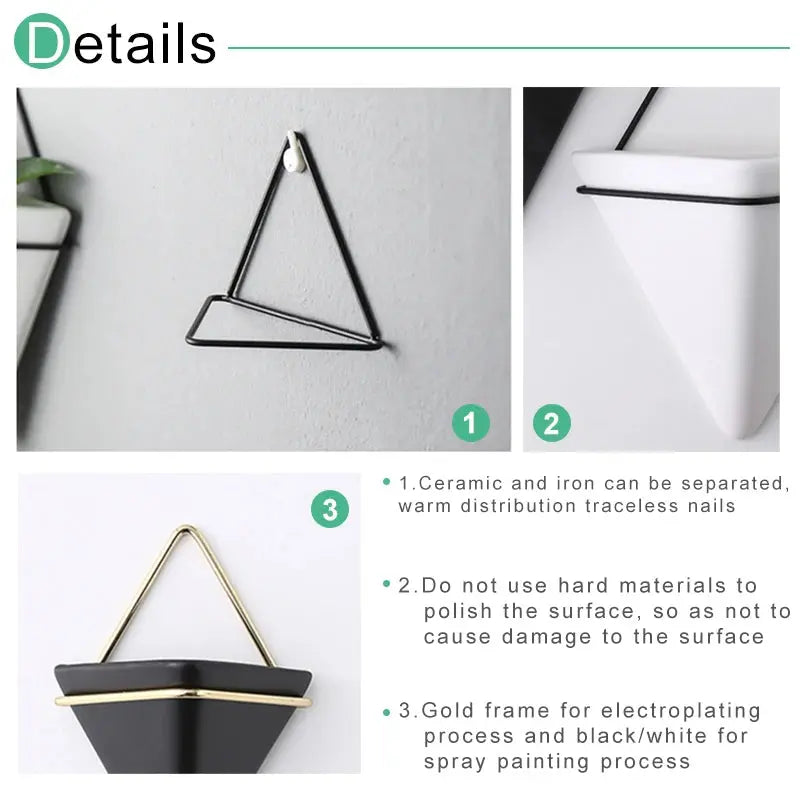 Wall Mounted Triangle Plant Flower Pot Nordic Ceramic 