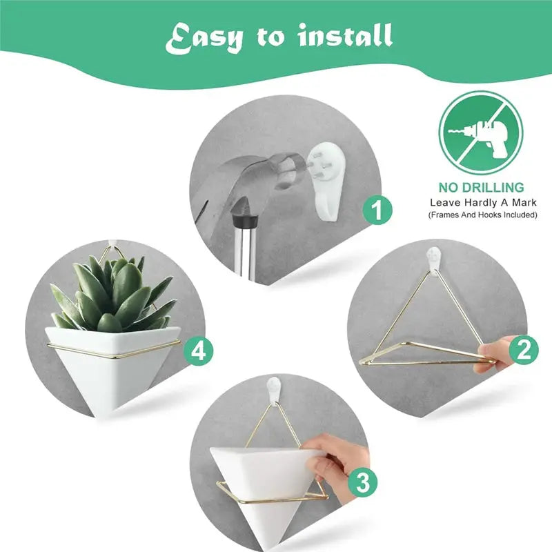 Wall Mounted Triangle Plant Flower Pot Nordic Ceramic 